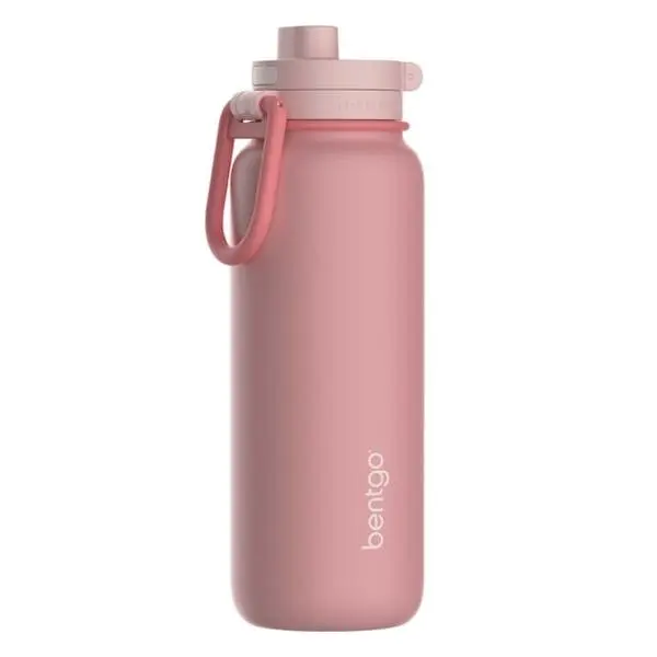 Bentgo Flip 2-in-1 Straw & Chug Leak-Proof Insulated Water Bottle, 24 fl oz (Blushing)