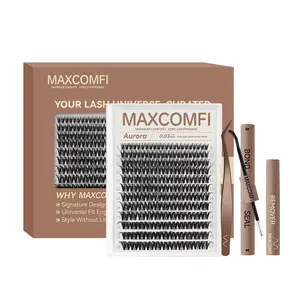 MaxComfi Aurora Natural Cluster Lashes - Makeup Individual Eyelash Extensions with Thin Band, Super Soft, Long-Lasting, Waterproof, Beginner-Friendly DIY False Lashes for Daily Wear Natural Volume Look