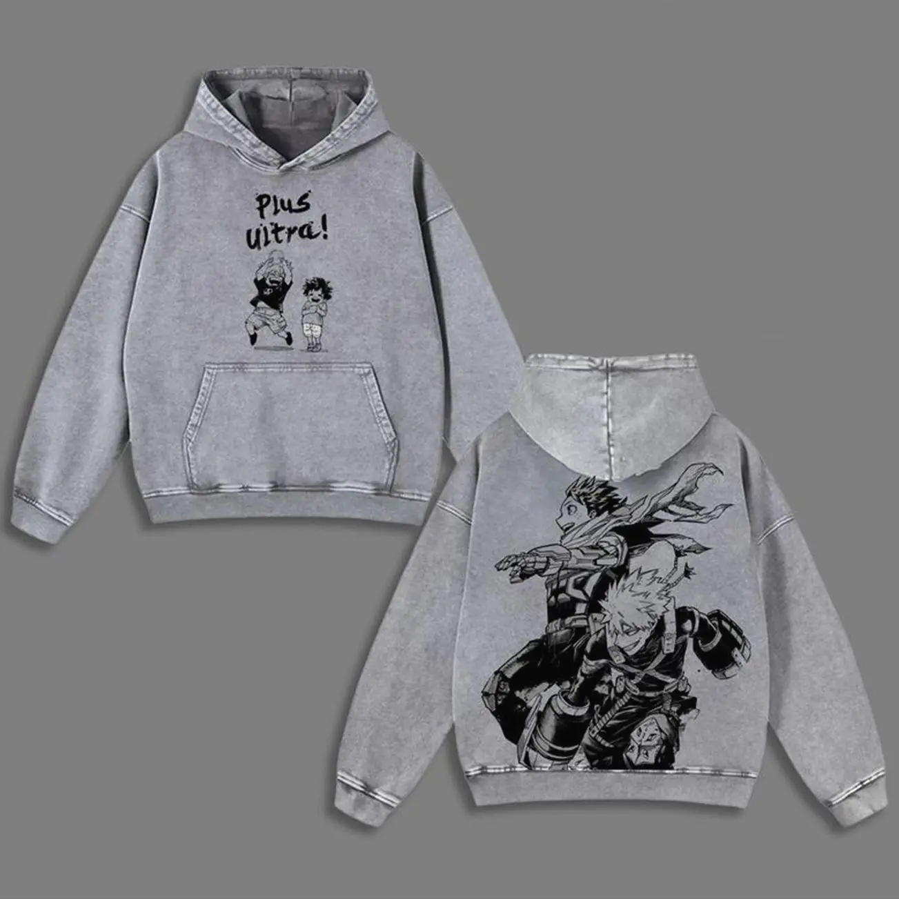 Deku X Bakugo Washed Hoodie, MHA Ship Apparel, My Hero Academia Merch, Vintage Washed Oversized Sweater, BakuDeku Graphic Hoodie, Anime Couple Aesthetic, Katsuki And Izuku Fashion, Plus Ultra. L14