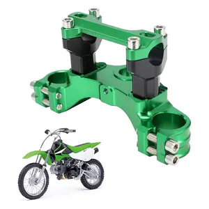 Motorcycle Top Triple Clamp, Upper Triple Tree Bar Mount with Risers Set, CNC for KLX110 KLX 110 110L KLX110L 2002-2023 Motorcycle
