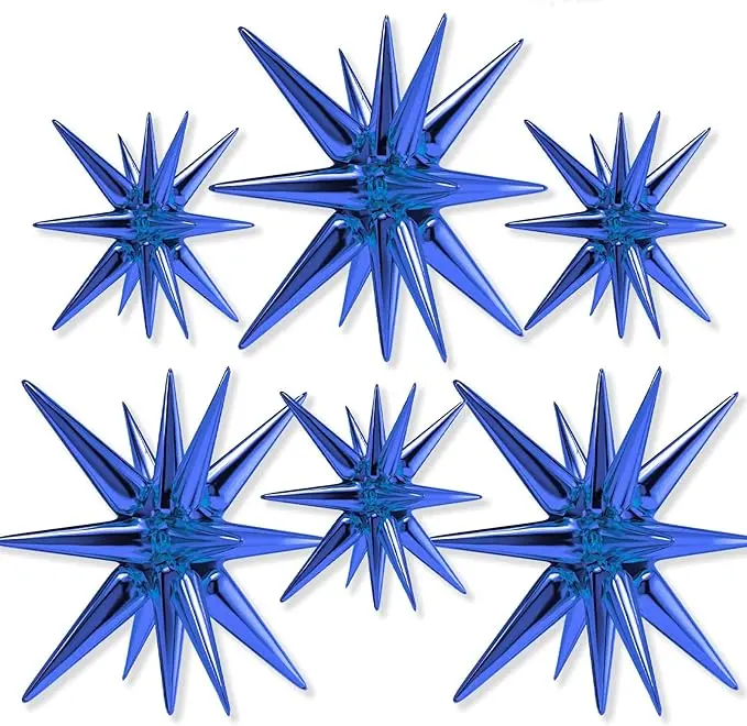 PartyWoo 27-Piece Navy Blue Star Foil Balloons Set - 6 Sizes Including 22-Inch Large Explosion Spike Mylar/Aluminium Rubber-Accent Decorative Balloons for Wedding, Gender Reveal, Decorative Balloons Balloons