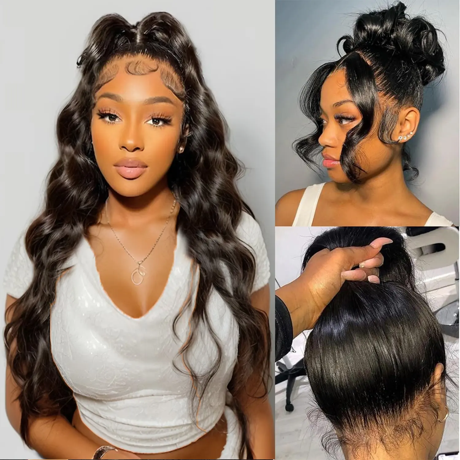 Tahikie 250% Density 360 Full Lace Invisi Strap Body Wave Wigs Human Hair Water Wave Transparent Lace Hidden Strap Frontal Black Wigs For Women #Summervibes#tiktokshopmemorialday #SummerWins #DealsForYouDays