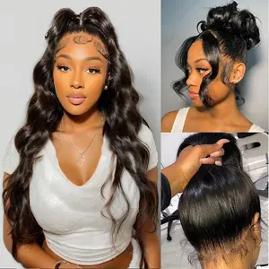Tahikie 250% Density 360 Full Lace Invisi Strap Body Wave Wigs Human Hair Water Wave Transparent Lace Hidden Strap Frontal Black Wigs For Women TikTokShopBlackFriday
