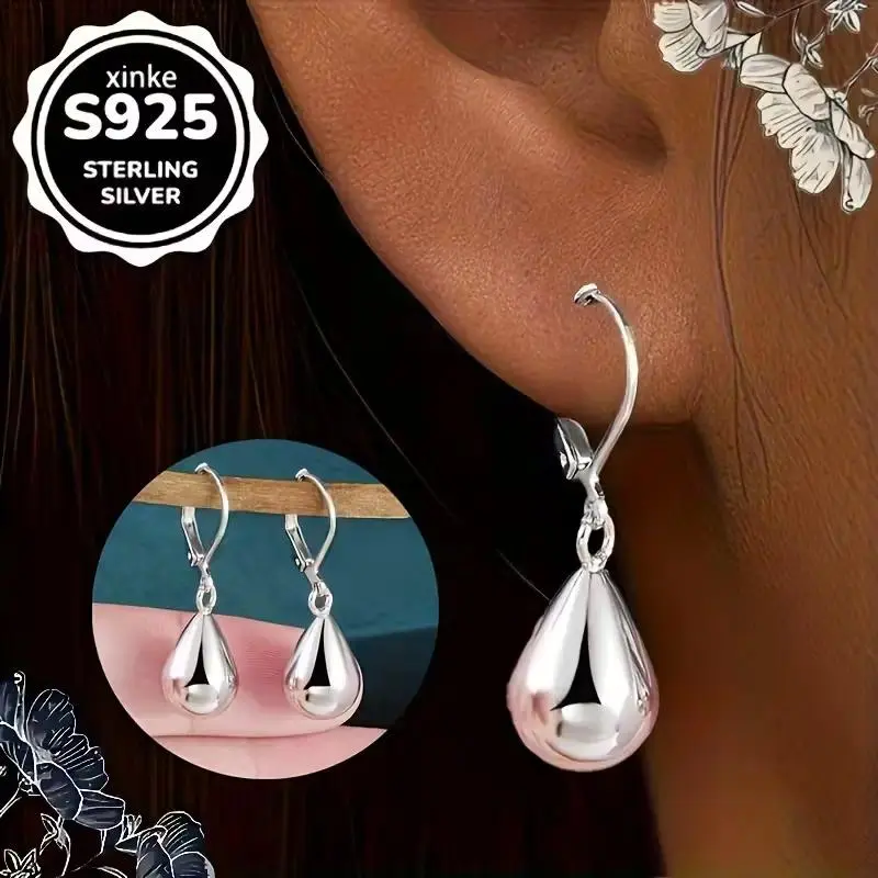 Silver Water Drop Dangle Earrings, Sleek Fashion Accessory for Unisex Daily Wear & Birthday Gift, Earrings Jewelry, Water Drop Earrings