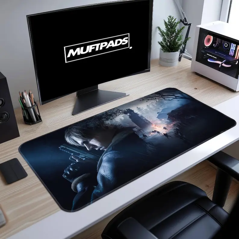 Re4 Remake Mouse Pad Leon Kennedy Village Scene, Capcom Fan Desk Mat, Mouse Pad Gaming Decor