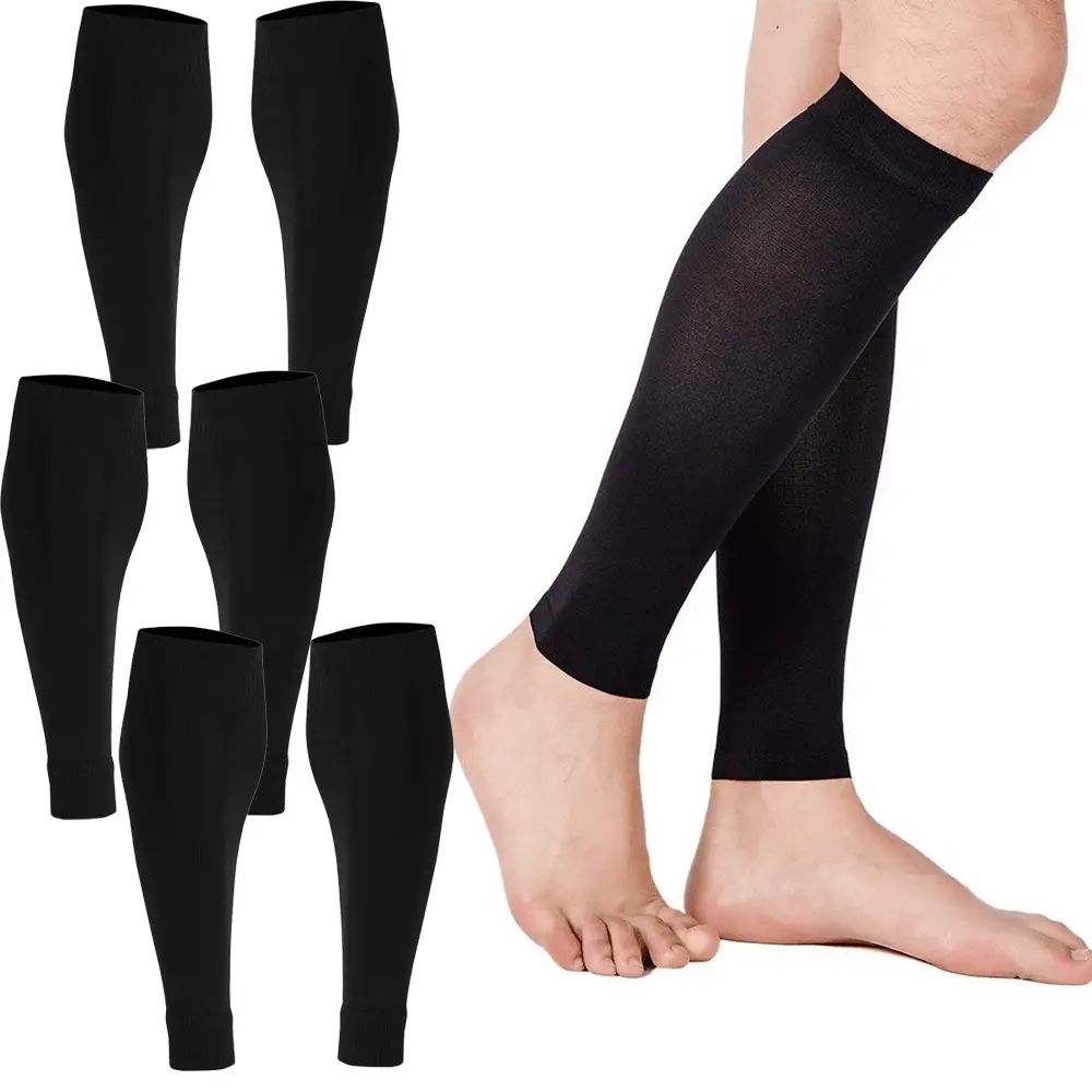 3 Pairs Leg Sleeves Shin Pre Cut Socks for Men Women Soccer Running Cycling, Rugby Athletic Socks