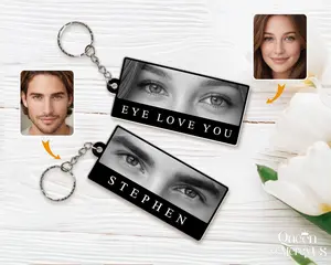 Personalized Photo Human Eyes Keychain, Drive Safe Keyring, Your Eyes Photo Gift, Long-Distance Relationships Gift, Gift for Boyfriend