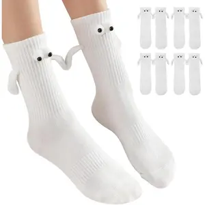 4 Pairs of Magnetic Holding Hands Socks – Funny & Adorable Socks for Men & Women, Cozy & Comfortable for Everyday Fun and Gifting