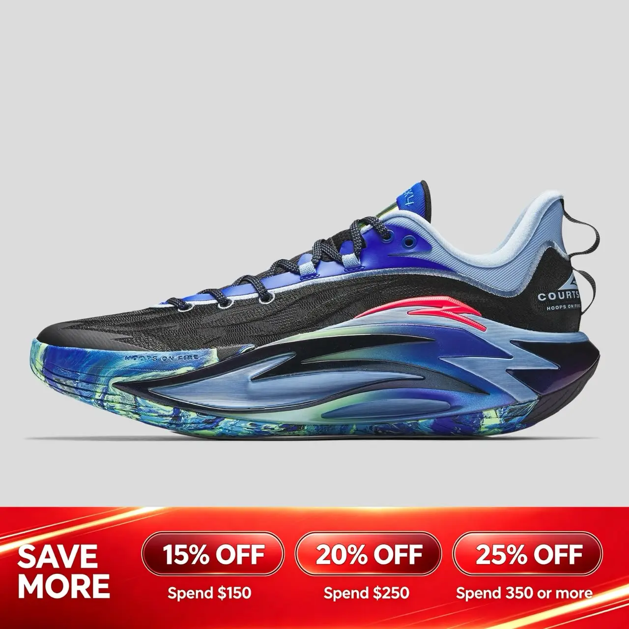 [Back to School] ANTA MEN Shock Wave 7 Professional Basketball Shoes Blue Black Rebound Durable Performance Speed BTS