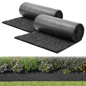 VEVOR Rubber Mulch Mat Roll, 2 Rolls 96 x 24 in Recycled Rubber Mulch Mat, 0.5 Thick Cuttable, Reduced Weed Growth, Natural-Looking Weed Barrier Mat, Permanent Walkway Pathway for Landscaping
