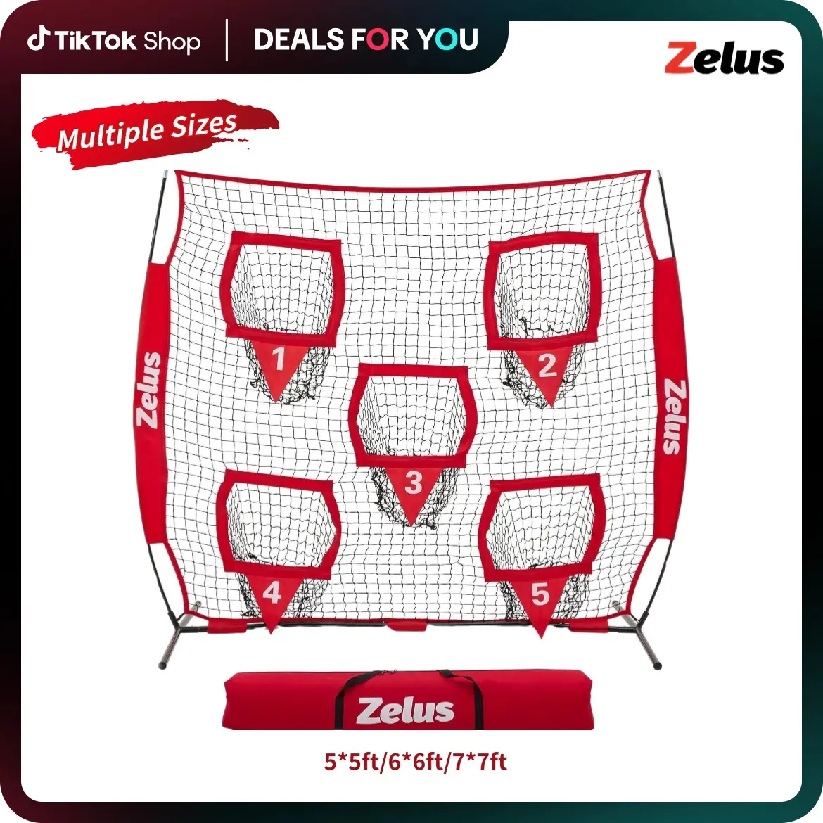【BackToSchool】ZELUS Football Kicking Net – Quarterback Training Equipment with 5 Target Pockets for Passing Accuracy.Premium Exercise Equipment|Perfect for Fitness Challenge, Family Fun, Outdoorfun & Gift Ideas|#tiktokshopbacktoschool