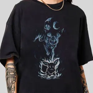 Vintag Eevee Eeveelution Anime T-shirt, Slyveon Umbreon Espeon Flareon Vaporeon Jolteon Glaceon Leafeon Gift For Pokemon Fans Menswear Womenswear.