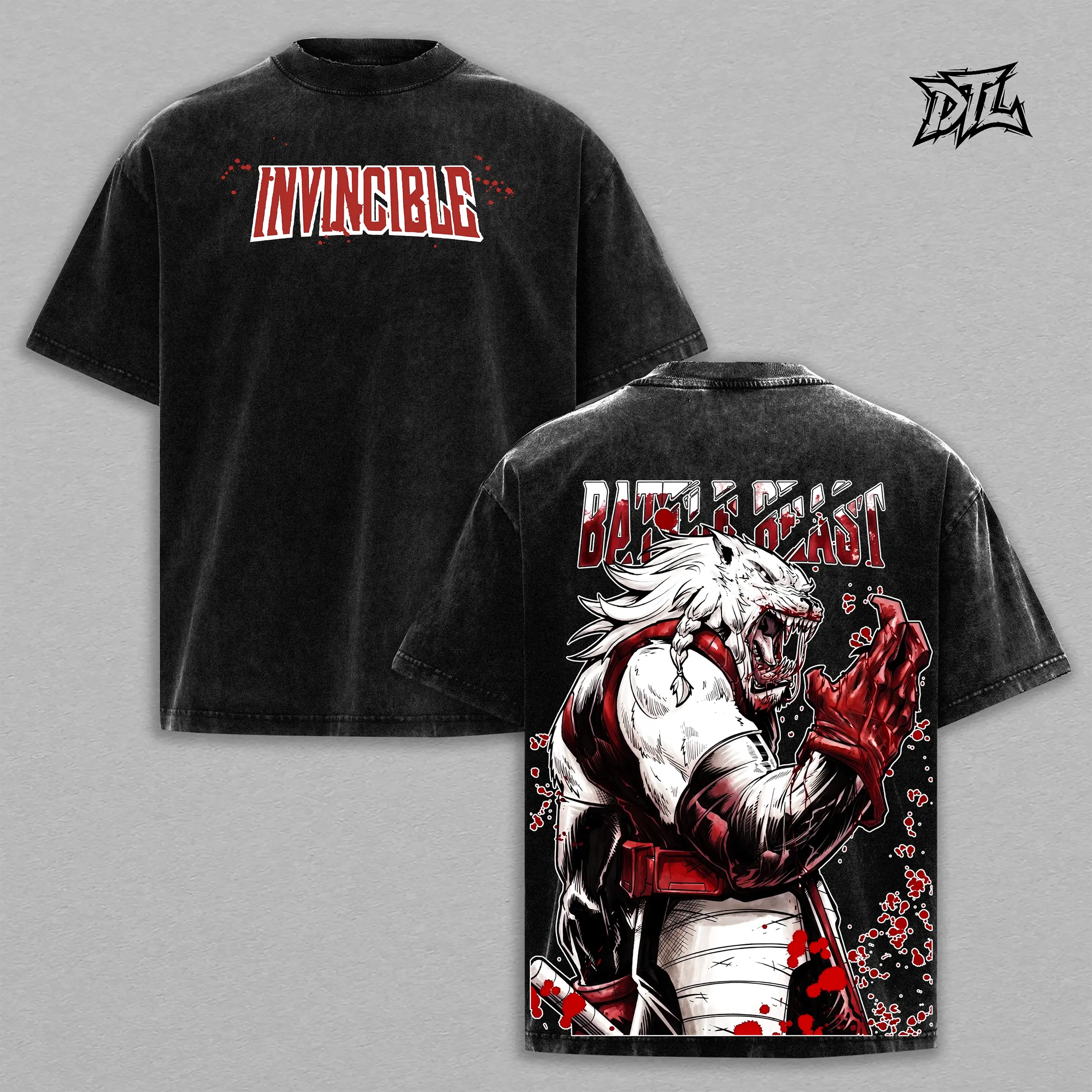 Battle Beast "Thirst For Battle" Graphic Oversized Vintage Washed Tee | Heavyweight Cotton Streetwear Menswear T-Shirt