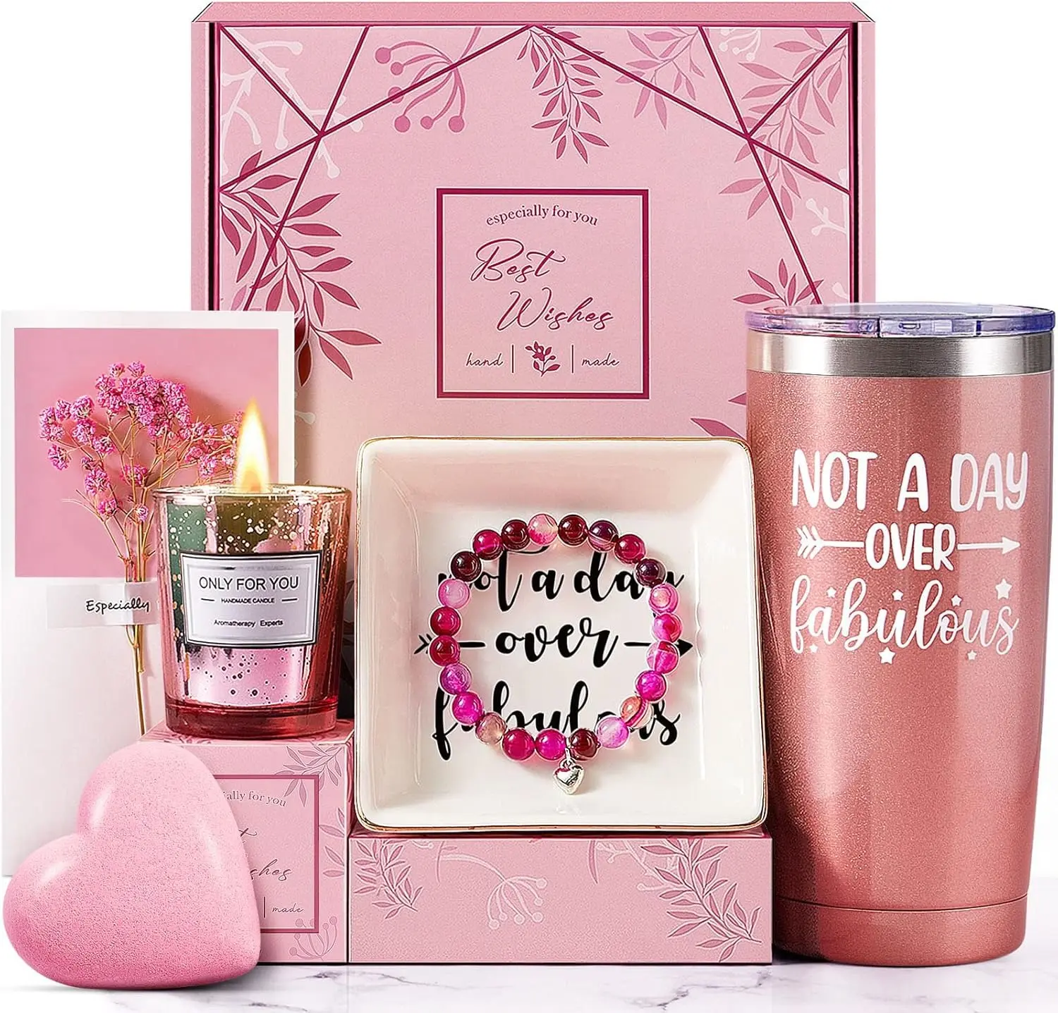 Valentine's Day Gift Basket for Women – Mother Day & Birthday Relaxation Gifts – Personalized Tumbler Gift for Mom, Best Friend, Sister – Perfect Valentine's Day, Mother's Day, and Christmas Gifts for Women Who Have Everything Box Boxes