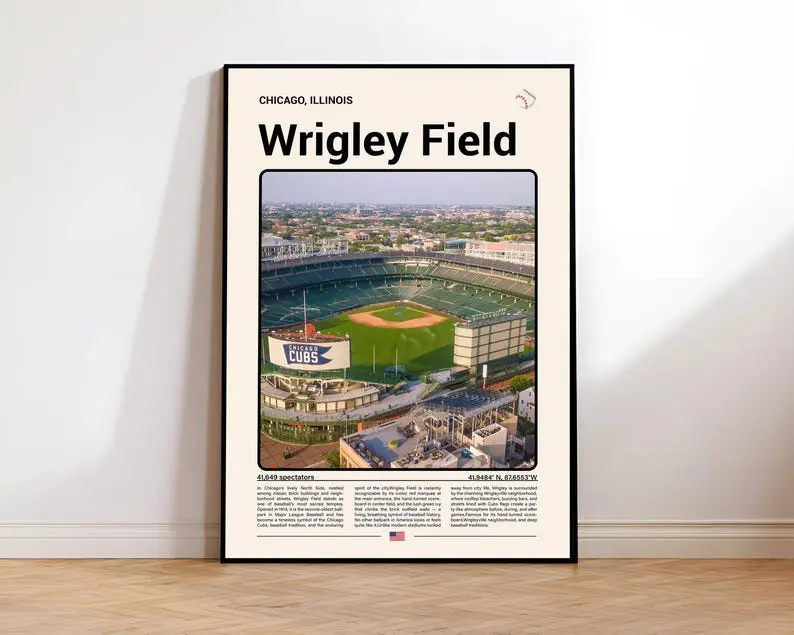 Wrigley Field Chicago Poster | Illinois Baseball Wall Art Prin