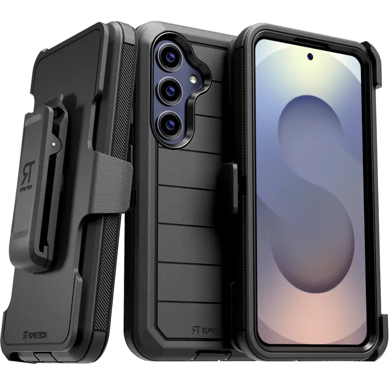 Rome Tech Samsung Galaxy S25 2025 Defender Series Case Durable Shockproof Protective Cover with Swivel Belt Clip & Kickstand for Enhanced Viewing Protection Rubber