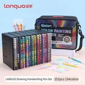 Languo 234 Color Gel Painting Pens Set, Durable Tips Reusable, Includes Shoulder Bag, Detailed Color Chart, Professional Art Supplies, Art Marker Set, Art Drawing Supplies, Coloring Materials Set, Student Painting Supplies