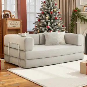 Modern and simple folding sofa bed, corduroy sofa, boneless sofa, simple assembly compression sofa bed, modern living room and office sofa, space-saving foldable