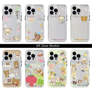 Cute R-Rilakkuma Transparent Phone Case For iPhone 17 16 15 14 13 12 Pro Max Plus Anti Fall Birthday And Holiday Gifts Case Cover