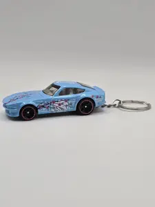 Diecast 1:64 Pocket Wheels Keychain Datsun 240Z Blue with Cherry Blossoms Brand New