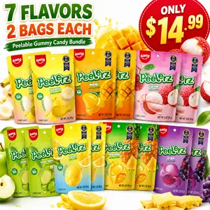 (XXL)AMOS Peelerz 14-Pack Peelable Gummy Candy Bundle, 7 Flavors: Banana, Mango, Lychee, Green Apple, Lemon, Pineapple & Grape, 2 Bags Each, Only $14.99