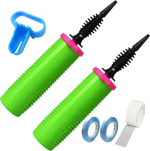 2 Pack Balloon Hand Pump Set – Dual Action Balloon Inflator with Balloon Tying Tool & Accessories (Green) 12"L x 4"W x 2"H
