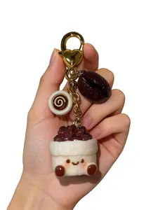 Cute Jellycat Style Soft Plush Pendant Keychain, 3D Coffee Bean Charm, Hearts Backpack Decoration, Car Key Ornament, Creative Gift for Friends