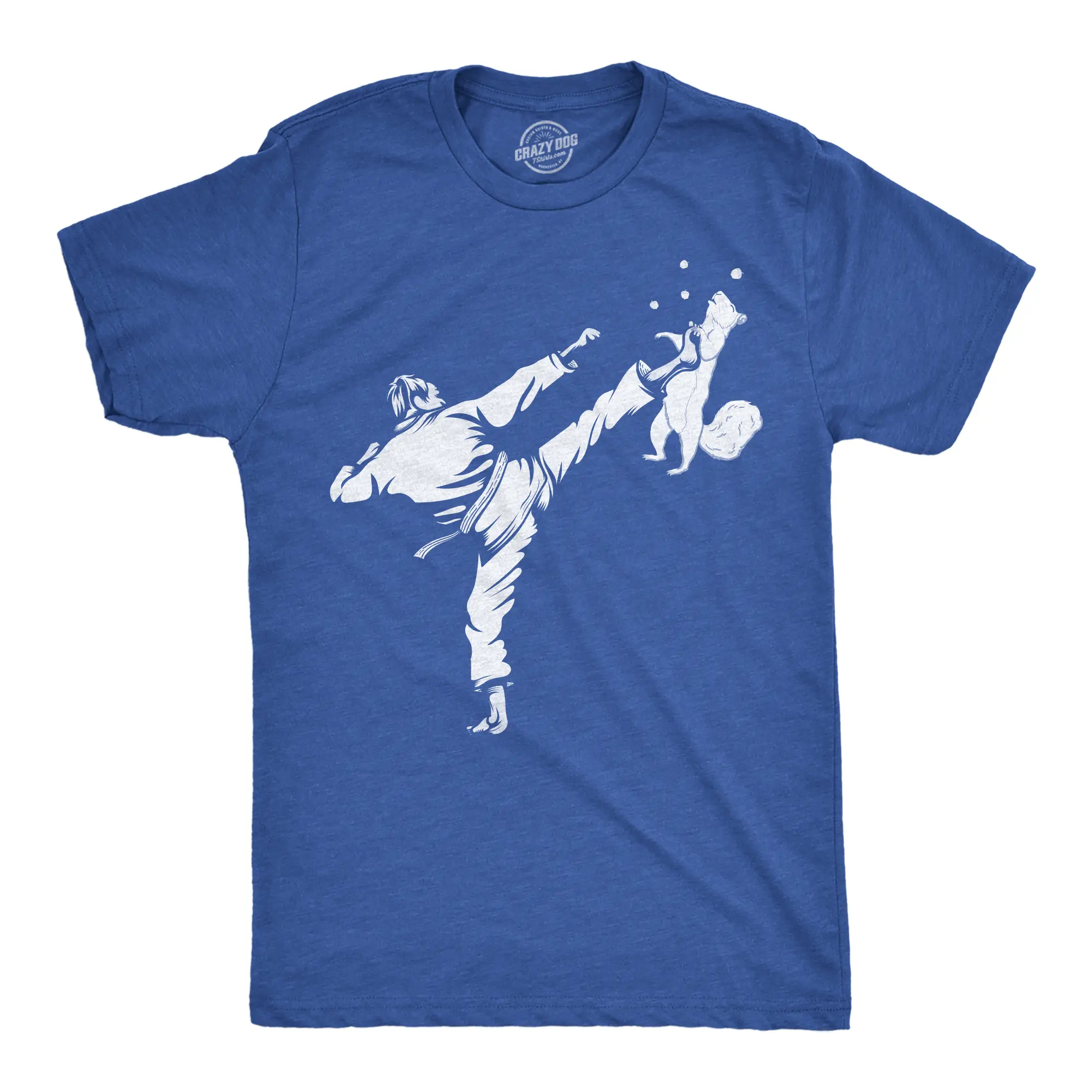 Mens Funny T Shirts Karate Kicked Squirrel Sarcastic Fighting Graphic Tee Mens Funny T Shirts Cool Vintage Fashion T-Shirt Gift Classic Menswear Sarcastic Apparel for Men Funny Animal Short Sleeve Novelty Tees Royal -