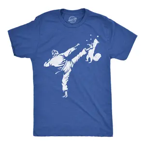Mens Funny T Shirts Karate Kicked Squirrel Sarcastic Fighting Graphic Tee Mens Funny T Shirts Cool Vintage Fashion T-Shirt Gift Classic Menswear Sarcastic Apparel for Men Funny Animal Short Sleeve Novelty Tees Royal -