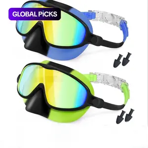 Waterproof Anti-Fog Swimming Goggles with Nose Cover, Large Frame HD Coating Swim Goggles for Ages 3-12, Perfect for Outdoor Swimming, Diving Swimming Goggles, Swimming Accessories, Swim Glasses #GLOBAL PICKS