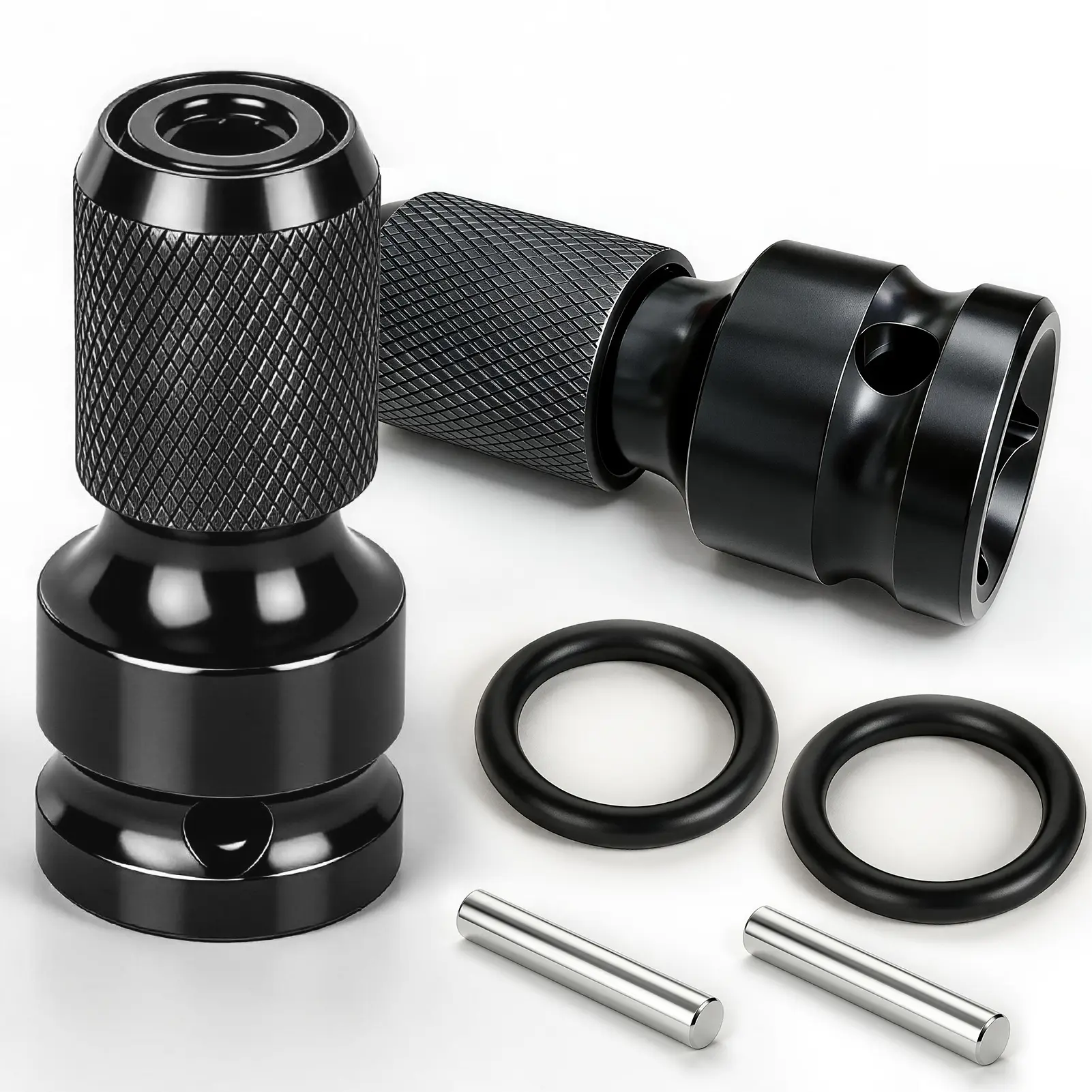 Automotive 2-Piece 1/2-Inch Square Drive to 1/4-Inch Hex Female Socket Adapter Converter, Torx Hex Shank Chuck Adapter for Impact Air, Electric Wrenches & Construction Tools