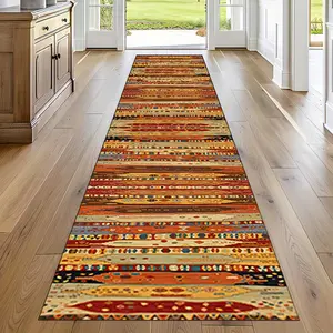 1pc Bohemian Style Non-Slip Machine Washable Polyester Runner Mat, Rectangle Area Mat for Entryway, Living Room, Bedroom, Outdoor Patio Garden Yard Decor
