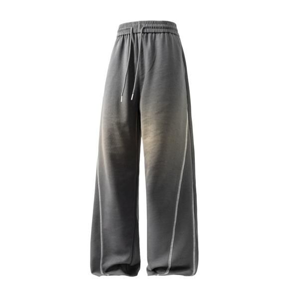 Men's Soft Gradient Striped Wide Leg Pants, Casual Drawstring Baggy Trousers, Perfect for Street, Gym, Daily & Lounge Wear