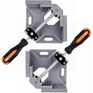 2pcs 90-Degree Right Angle Corner Clamps, Aluminum Alloy Frame with Adjustable Swing Jaw & Rotating Nuts, Precision Sturdy Durable Woodworking Clamps for Woodworking, Welding (Ease of Use)