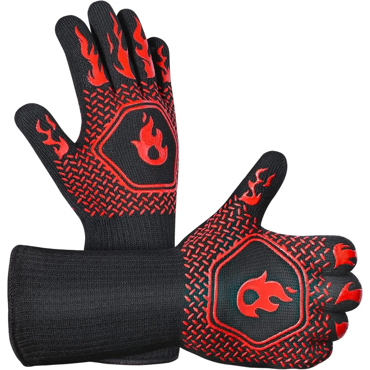 BBQ Grill Gloves : 1472 ? High Temp Resistance Fireproof Glove for Grilling Barbecue - Washable Long  Oven Mitts  Hot Proof Mittens for Kitchen Cooking Baking