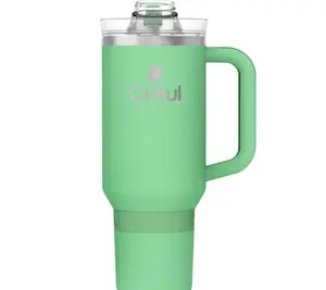 Cirkul 40oz All-Day StrawSip Double-Wall Insulated Stainless Steel Tumbler with Handle, Eucalyptus (Light Green)