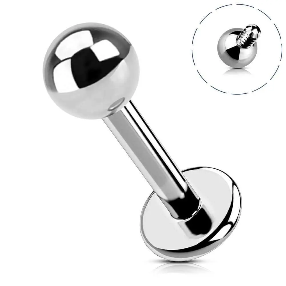 OUFER 16G Basic Titanium Labret Piercing Studs, Hypoallergenic Internally Threaded Body Jewelry for Lip, Cartilage - Unisex, 6-12mm Labretpiercing