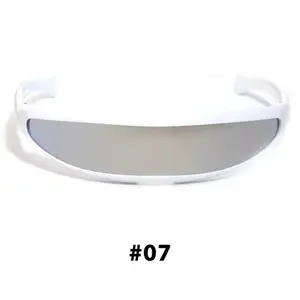 Futuristic Narrow Cyclops Sunglasses Laser Eyeglasses UV400 Personality Mirrored Lens Costume Eyewear Men Gafas De Sol Full Rim