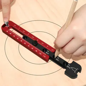 Woodworking Drawing Compass, Fixed-point Circle Scriber, Metric/Inch Adjustable Round Marking Gauge, Hand Tools for Woodworking, Measuring Ruler