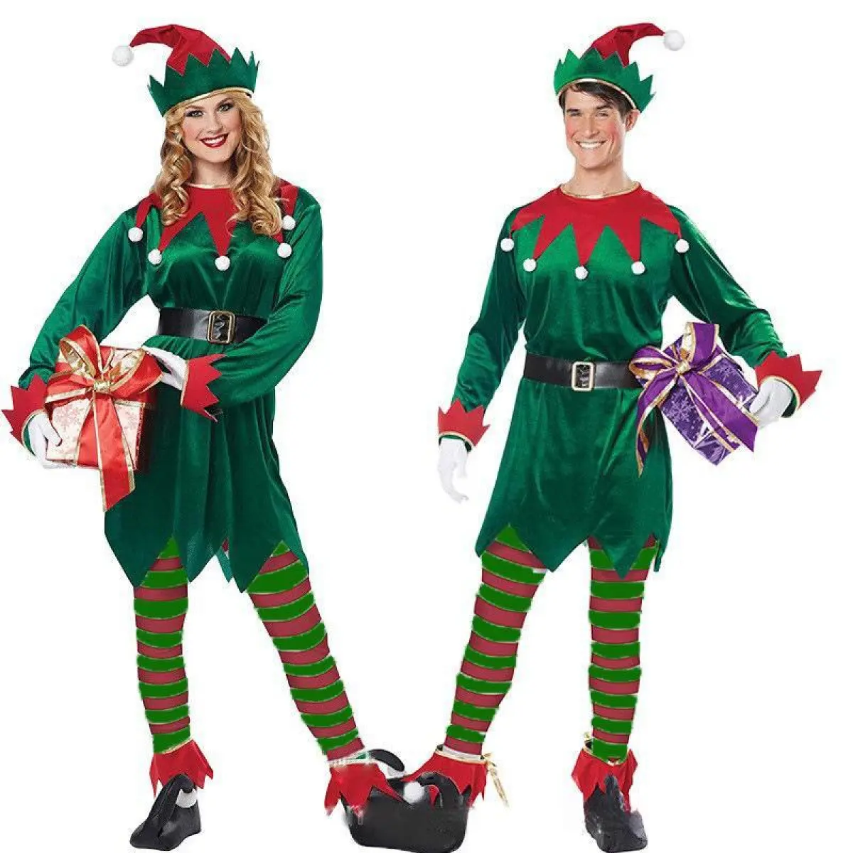 Christmas Elf Costume Set 🎄 |     Family Matching Outfits for Adults & Kids 👨 ‍ 👩 ‍ 👧 ‍ 👦 |     Complete Green Fairy Dress with Accessories ✨ |     Party & Cosplay Ready