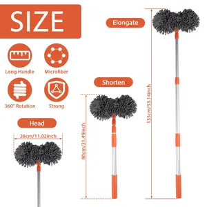 Scratch-Free Car Wash Brush Microfiber Cleaning Mop Extendable Long Handle Auto Washing Tool for Car Truck SUV RV