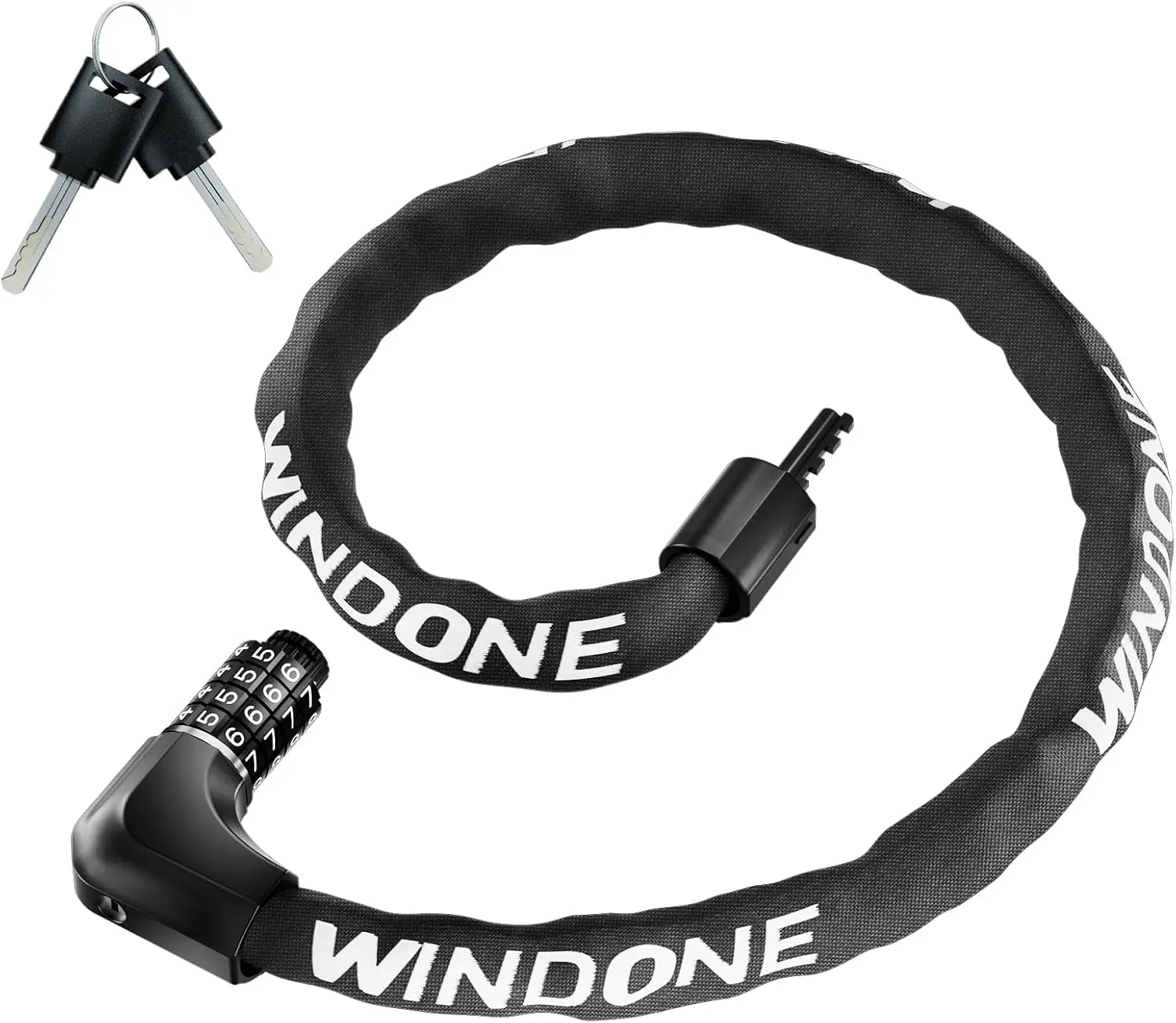 Windone Heavy-Duty Anti-Theft Bike Chain Lock - 4-Digit Resettable Combination, 3.2ft Long Security Lock for Bicycles, Motorcycles, Gates