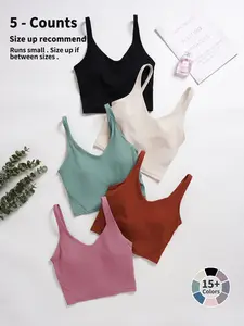 Women's Solid Color Racer Back Sports Bra, Workout Bra, Exercise Bra, Yoga Bra, Breathable Comfortable Quick Drying Push Up Bra, Ladies Sportswear for Indoor Outdoor Wear, Bold Colors and Designs, Sporty Breathable Bras
