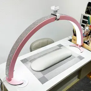 Foldable nail tech light, Half moon light, nail tech light with wire control and remote control, 10 kinds of brightness adjustable, for nail skin care tattoo eyelash LED light