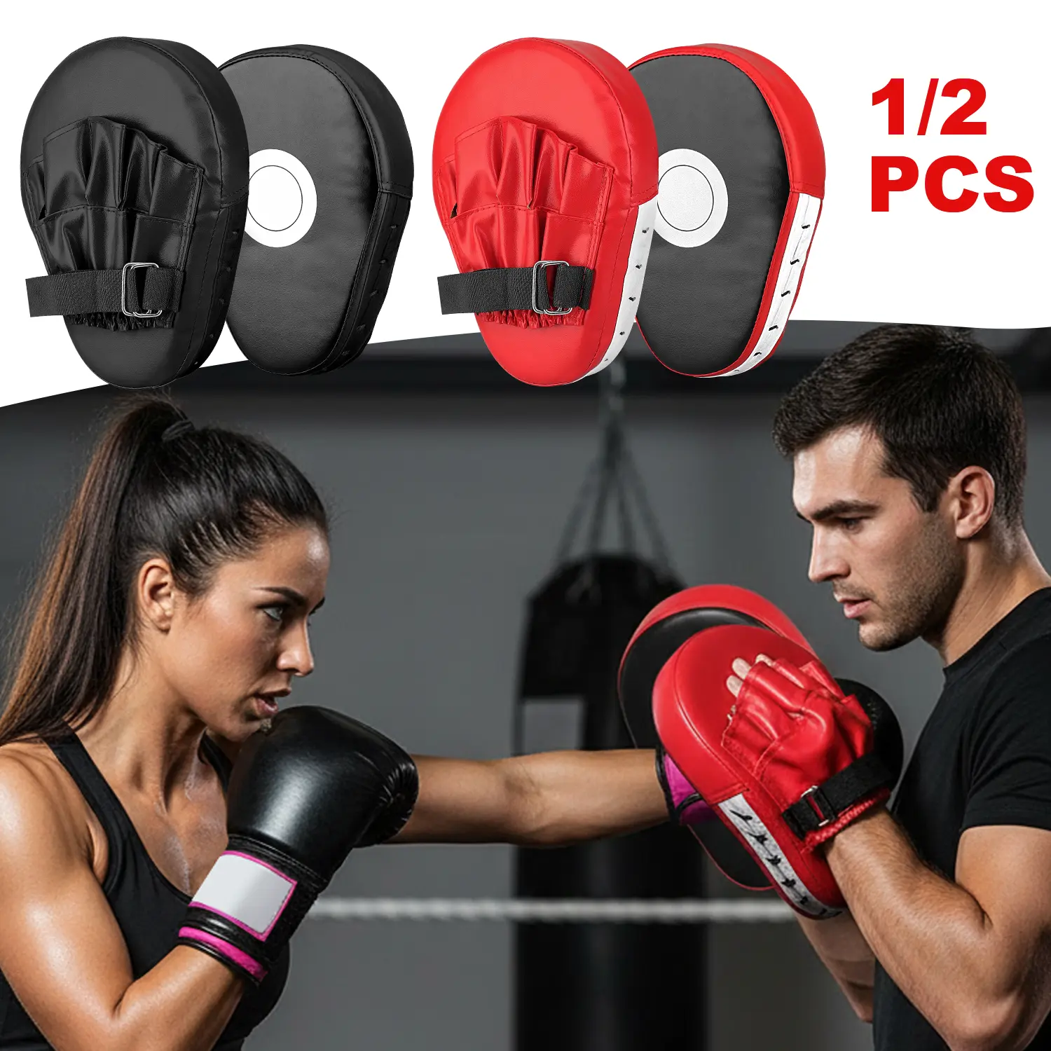 1/2Pcs Taekwondo Curved Boxing Focus Pads - Punch Workout Gear,Stable Grip, Breathable Comfort,Shock-Absorbent,Impact-Resistant,Durability,Adjustable Tightness,Suitable for Taekwondo,Kickboxing