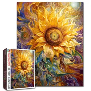 Tucocoo Artistic Sunflower Lotus 1000 Pieces Jigsaw Puzzle Relaxing Family Game for Brain Challenge Stress Relief Wall Decor Gift for Adults Seniors 27.5x20inch(70x50cm)