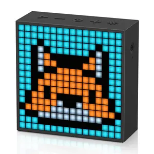 Divoom TimeBox Evo - Pixel Art Bluetooth Speaker with 16x16 LED Display APP Control - Cool Animation Frame & Gaming Room Setup & Bedside Alarm Clock- Black , speker gift Music Sound System Audio
