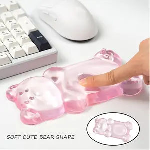Ergonomic Silicone Gel Mouse Wrist Rest - Pink Clear Cute Bear Mouse Wrist Rest, Comfort & Support for Typing and Gaming