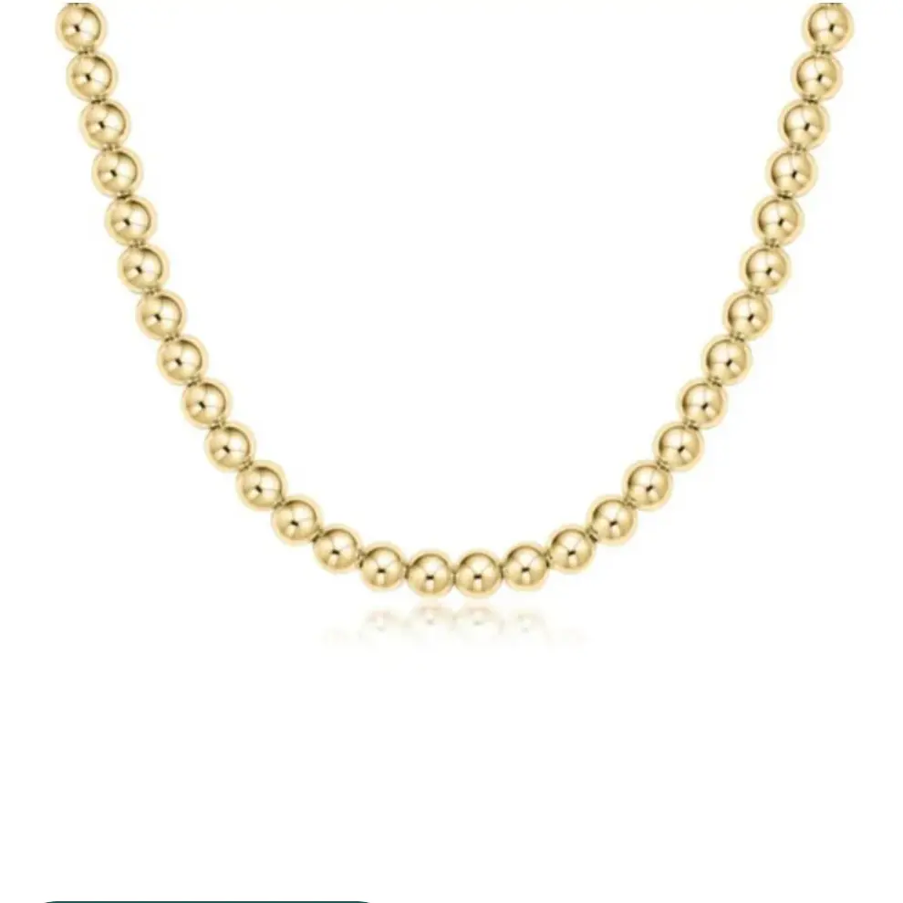 E Newton 15" Choker Classic Gold 6mm Bead Necklace