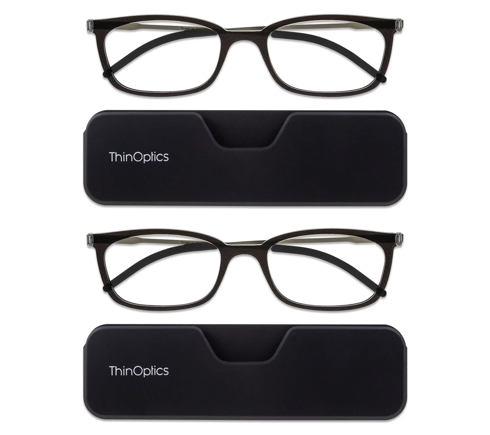 ThinOptics Set of 2 Connect Full Frame Reading Glasses & Cases 3.0